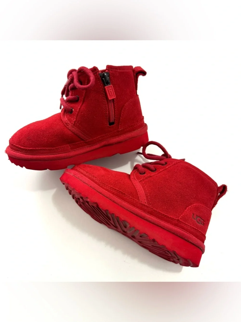 UGG Kids' Toddler Sz 10 Neumel II Chukka Boots Red Suede Cozy Plush Wool Lined